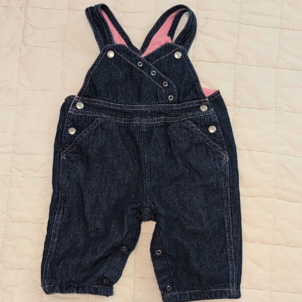 OshKosh B'gosh Dark Blue Overalls with Pink Lining